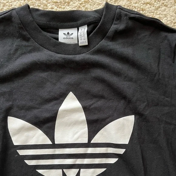 New Adidas Originals Trefoil Tee shirt top black logo short sleeve active medium - Picture 3 of 4
